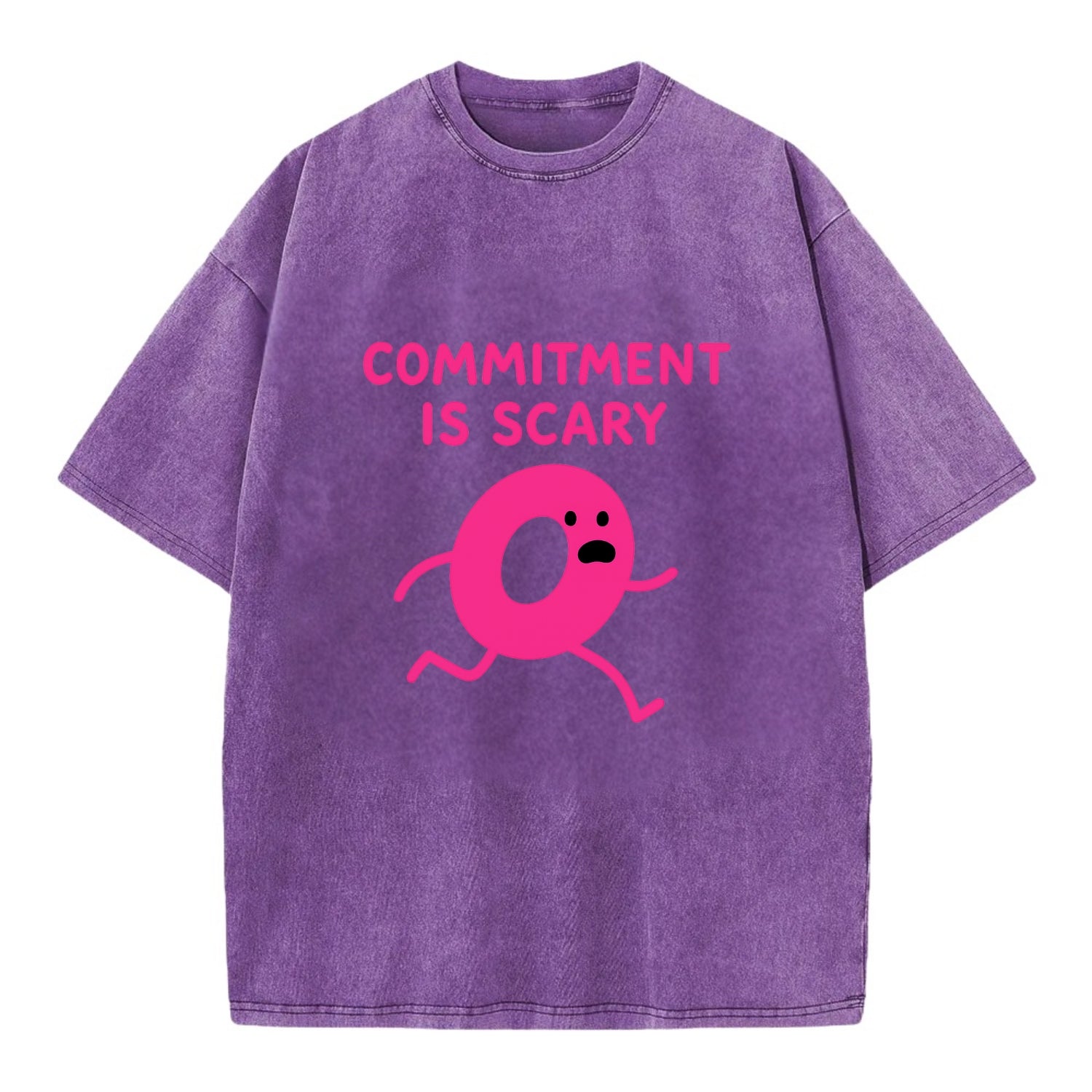 COMMITMENT IS SCARY | Terrified ring running away - Vintage T-shirt - Purple