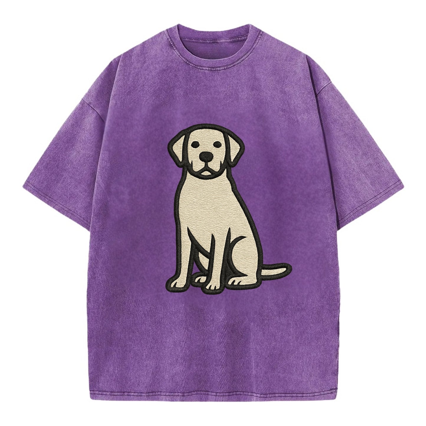 Goldador - Golden Lab mix sitting pose - Vintage T-shirt - Purple
