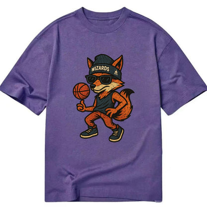 Washington Fox wearing Wizards beanie with capitol patch and wayfarer sunglasses - Classic T-shirt - Purple