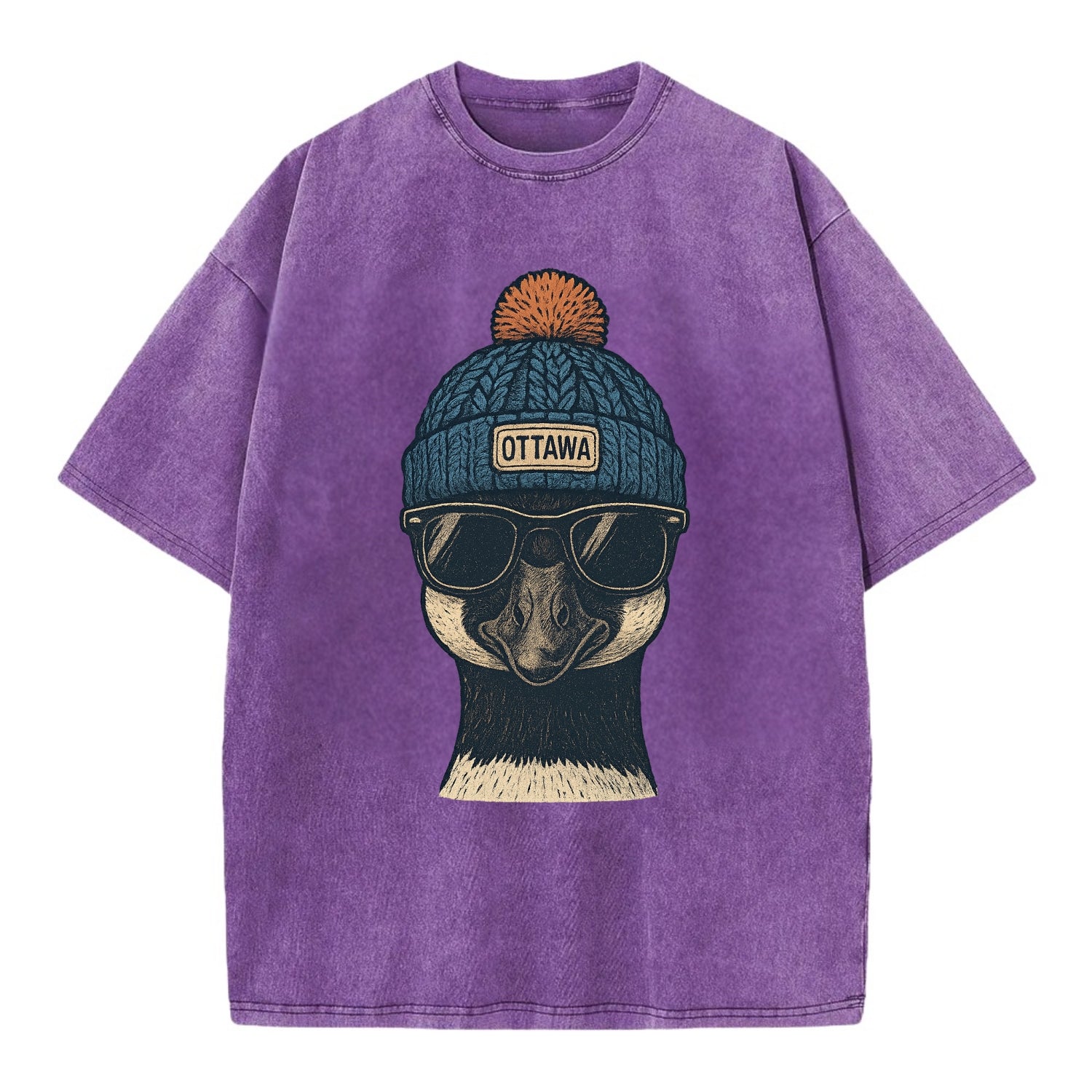 Ottawa Canadian Goose wearing Ottawa bea - Vintage T-shirt - Purple