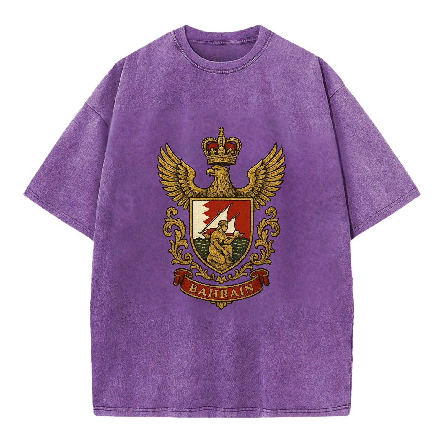 Bahrain Heritage Badge  - Vintage T-shirt - Purple