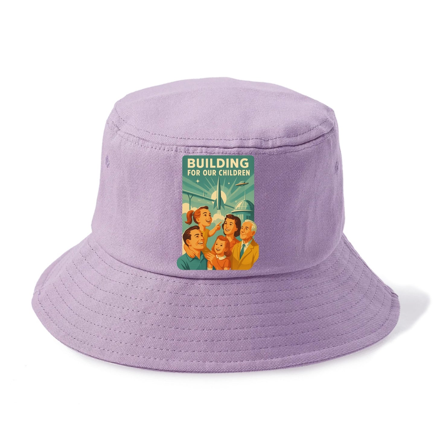 Multiple generations celebrating progress together - "Building for Our Children" - - Bucket Hat - Purple
