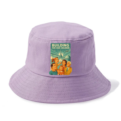 Multiple generations celebrating progress together - "Building for Our Children" - - Bucket Hat - Purple