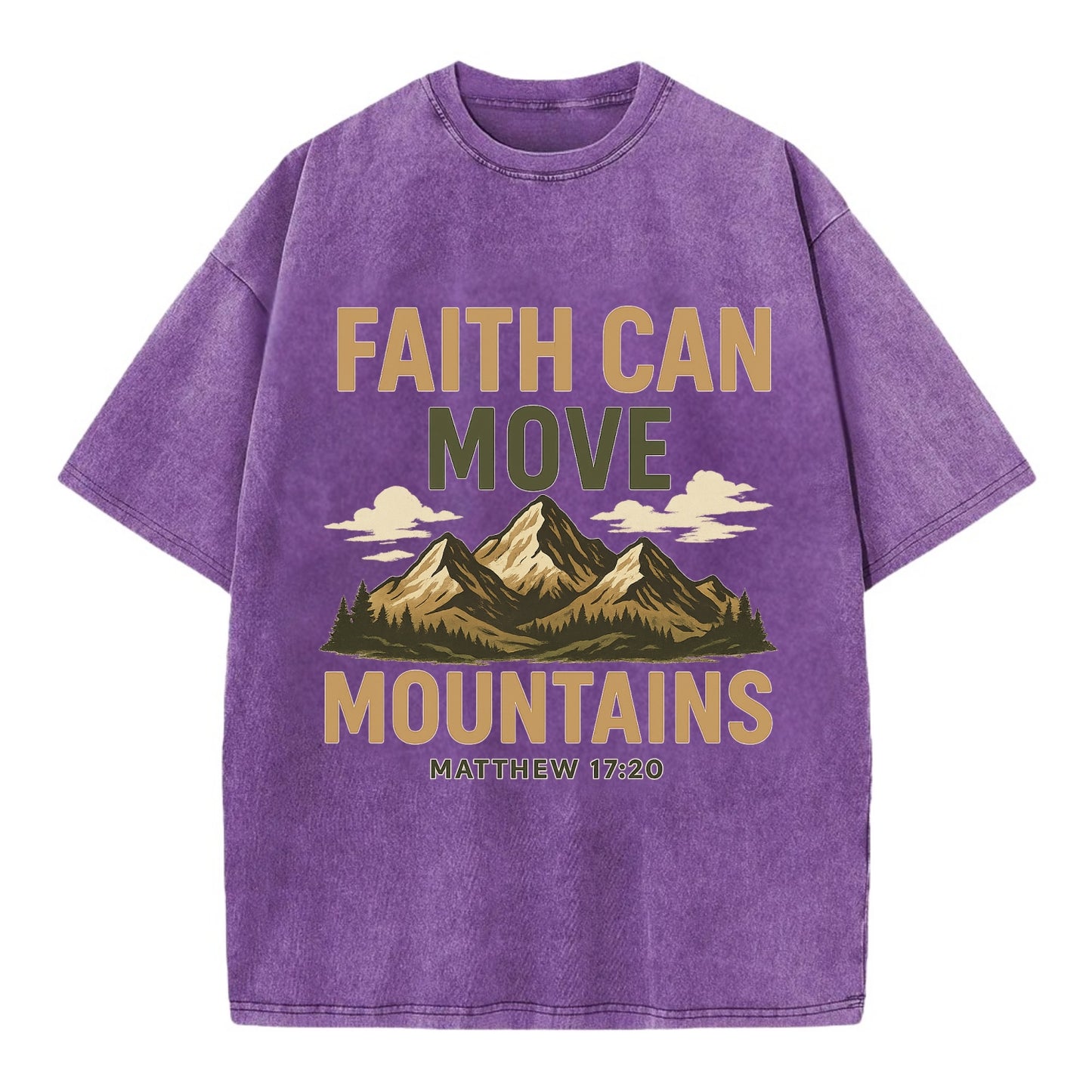 Matthew 17:20 Mountains - Vintage T-shirt - Purple