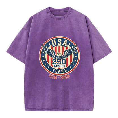Usa 250 Years Eagle Seal - Vintage T-shirt - Purple