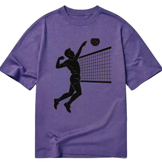 Volleyball player spiking at the net - Classic T-shirt - Purple