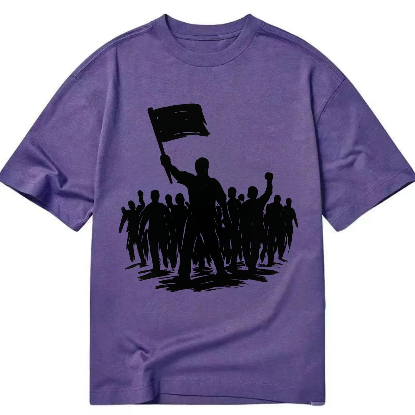 Crowd of protesters marching - solidarity movement ink painting - Classic T-shirt - Purple