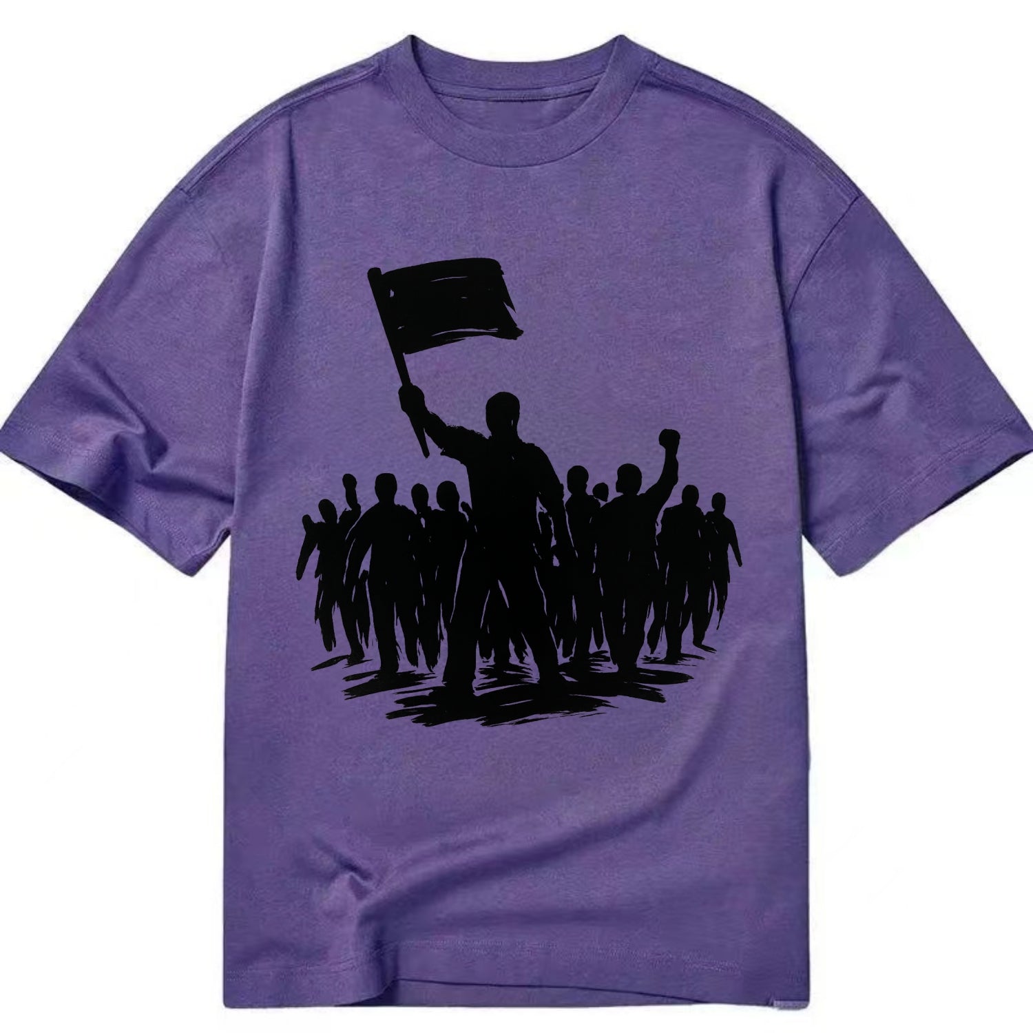 Crowd of protesters marching - solidarity movement ink painting - Classic T-shirt - Purple