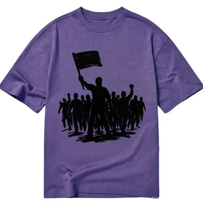 Crowd of protesters marching - solidarity movement ink painting - Classic T-shirt - Purple