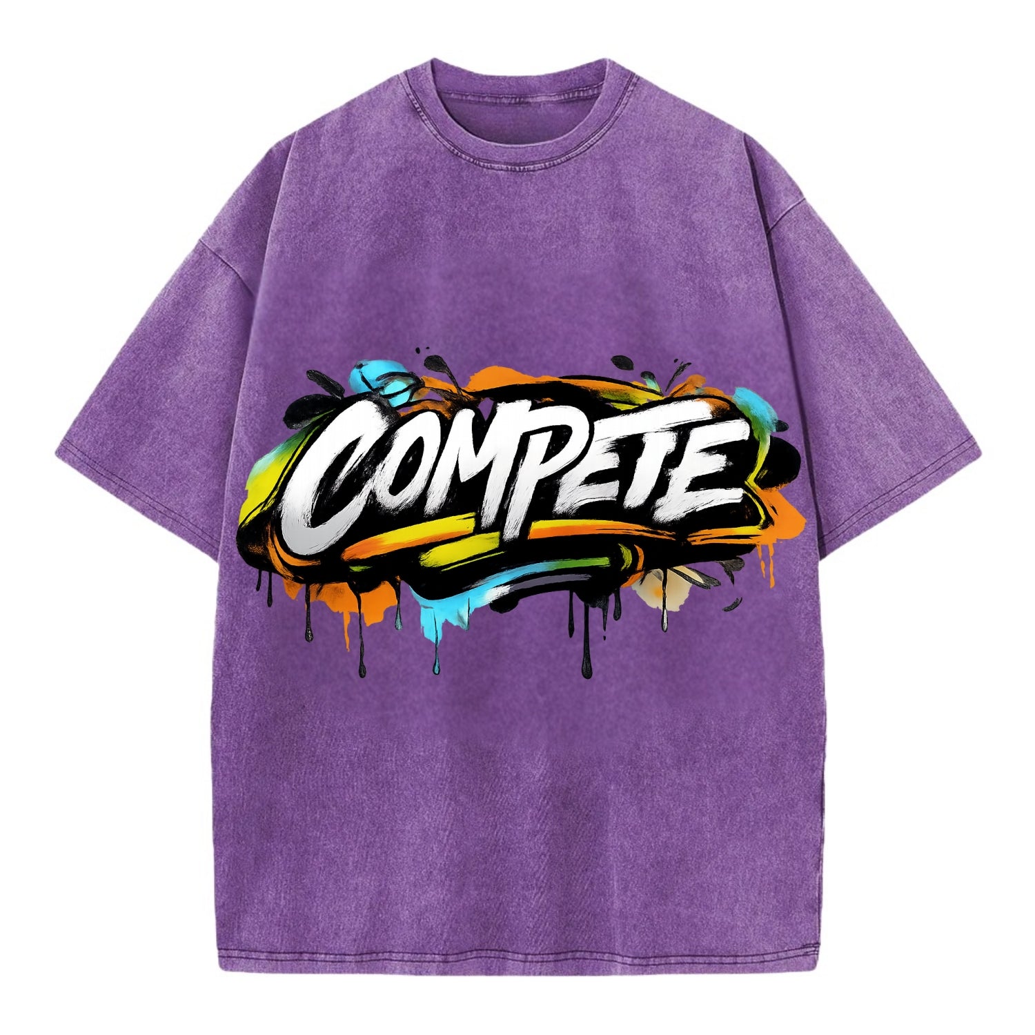 Bold typography design - "COMPETE" - competitive spirit, love the game - Vintage T-shirt - Purple