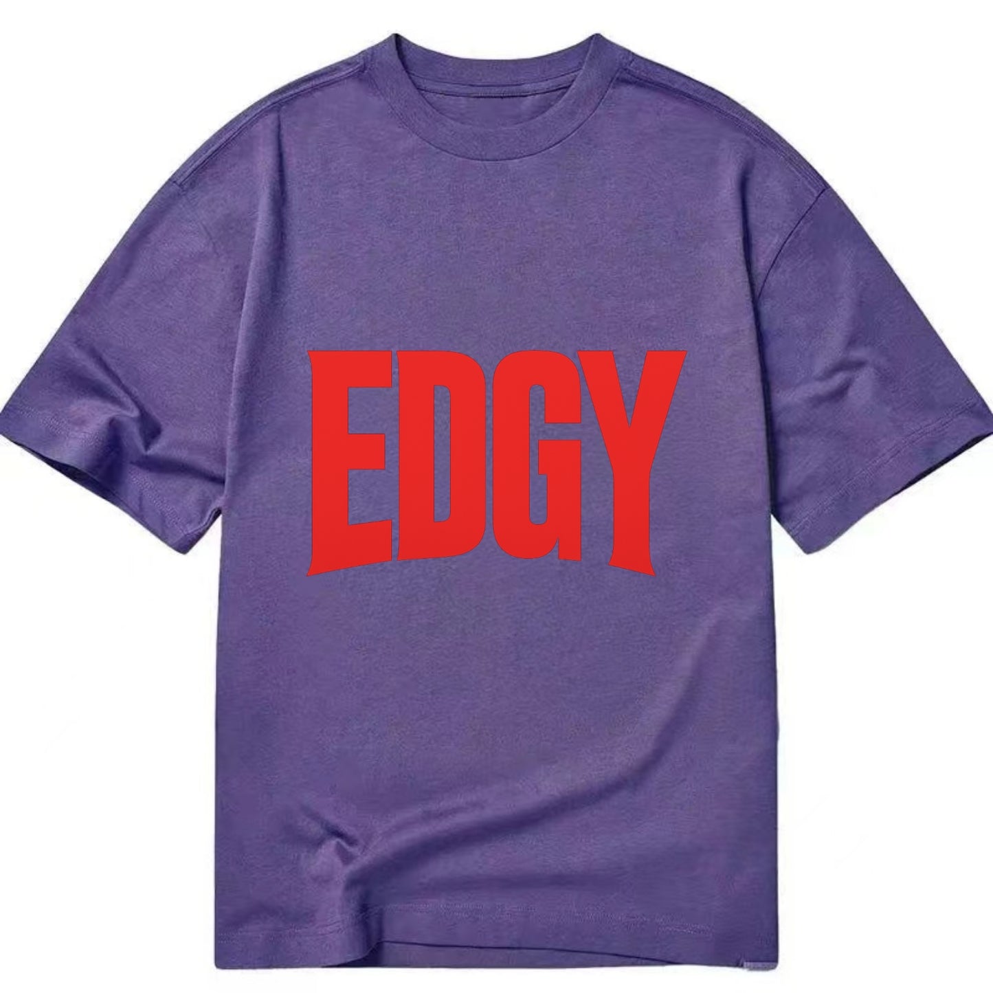 Bold typography design - "EDGY" - pushing boundaries, unconventional - Classic T-shirt - Purple