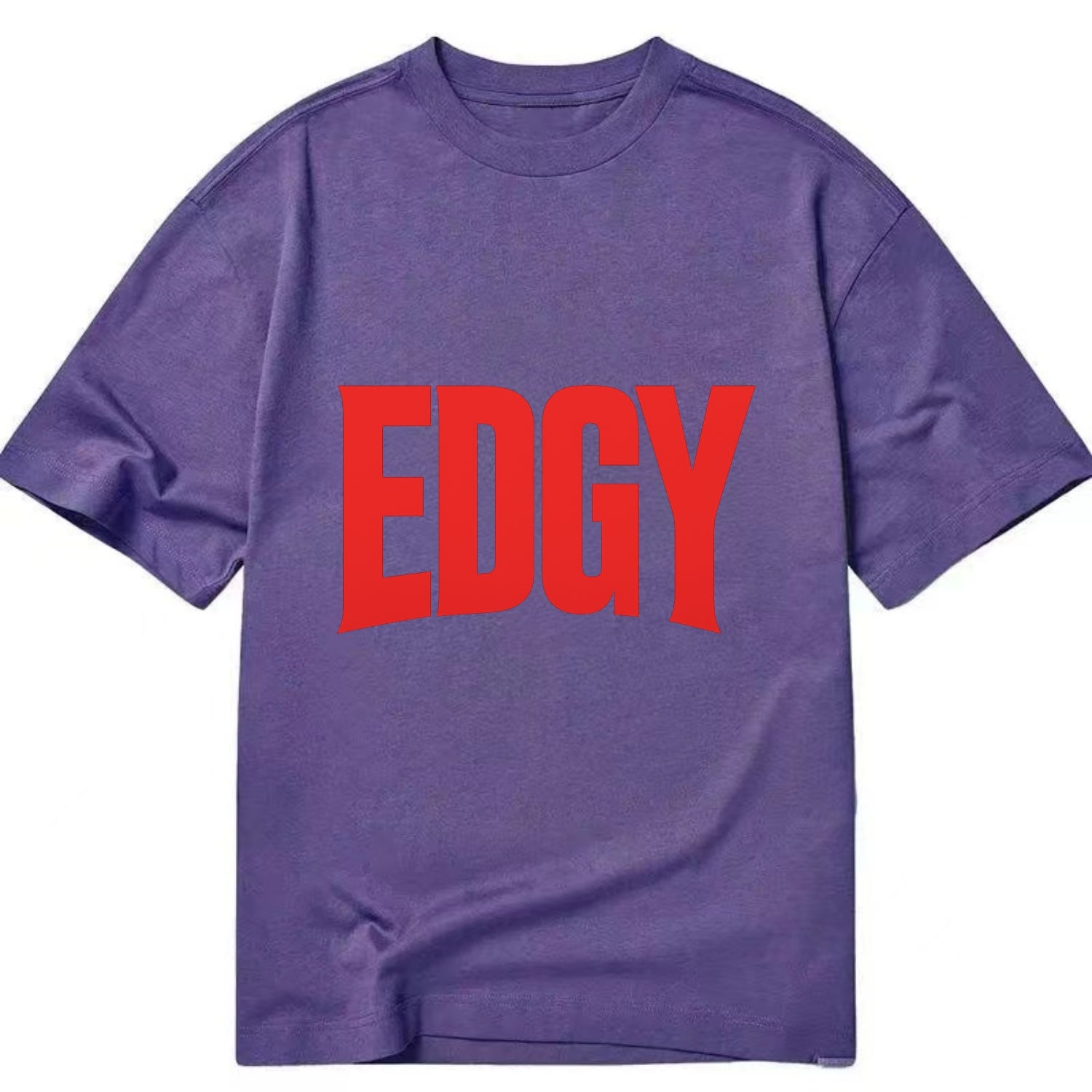 Bold typography design - "EDGY" - pushing boundaries, unconventional - Classic T-shirt - Purple