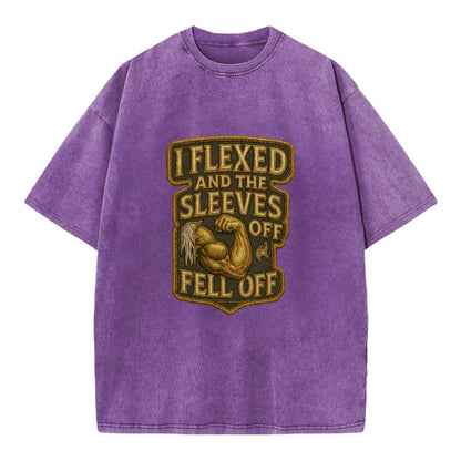 I Flexed and The Sleeves Fell Off  - Vintage T-shirt - Purple