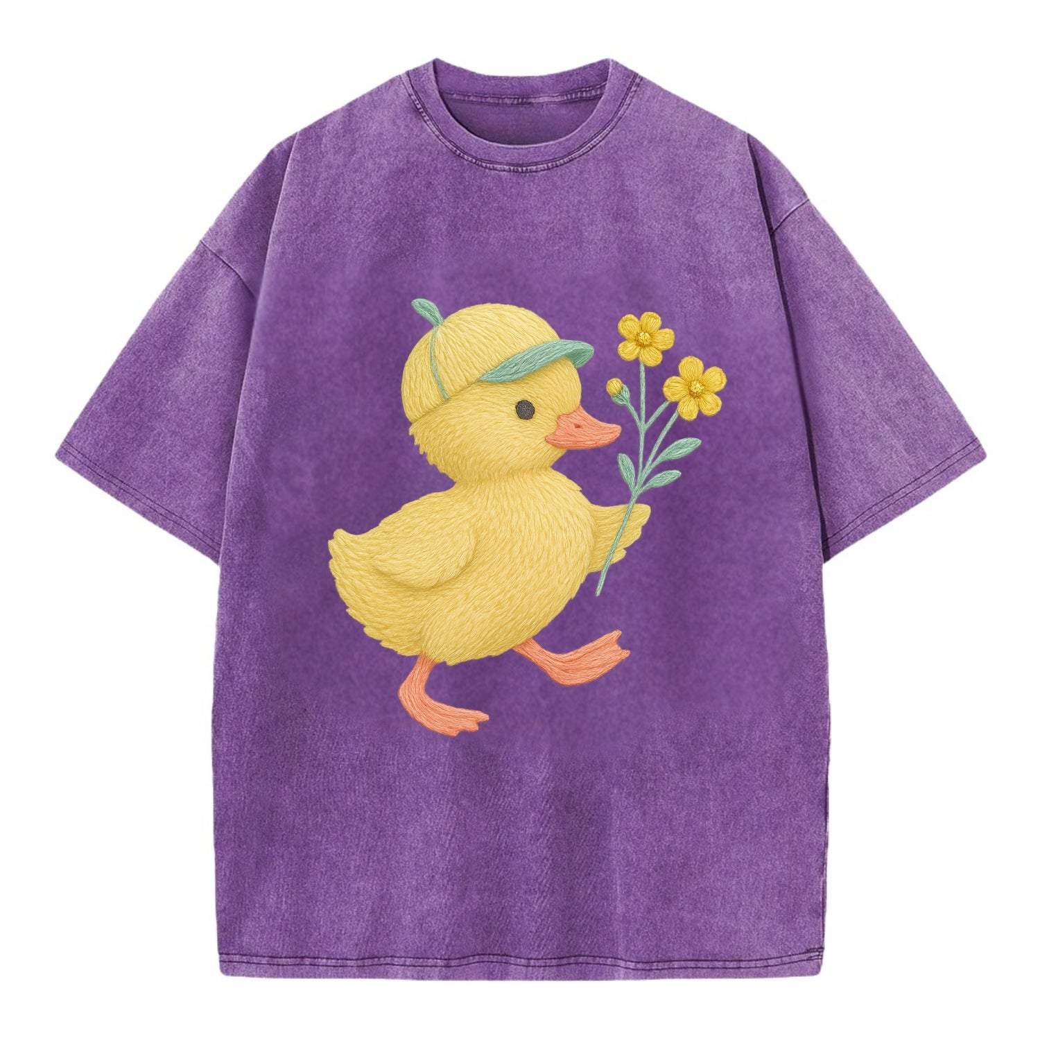 Yellow Duckling - Vintage T-shirt - Purple