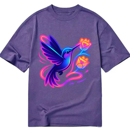 Hummingbird delivering miniature love letters tucked inside flower envelopes - Classic T-shirt - Purple