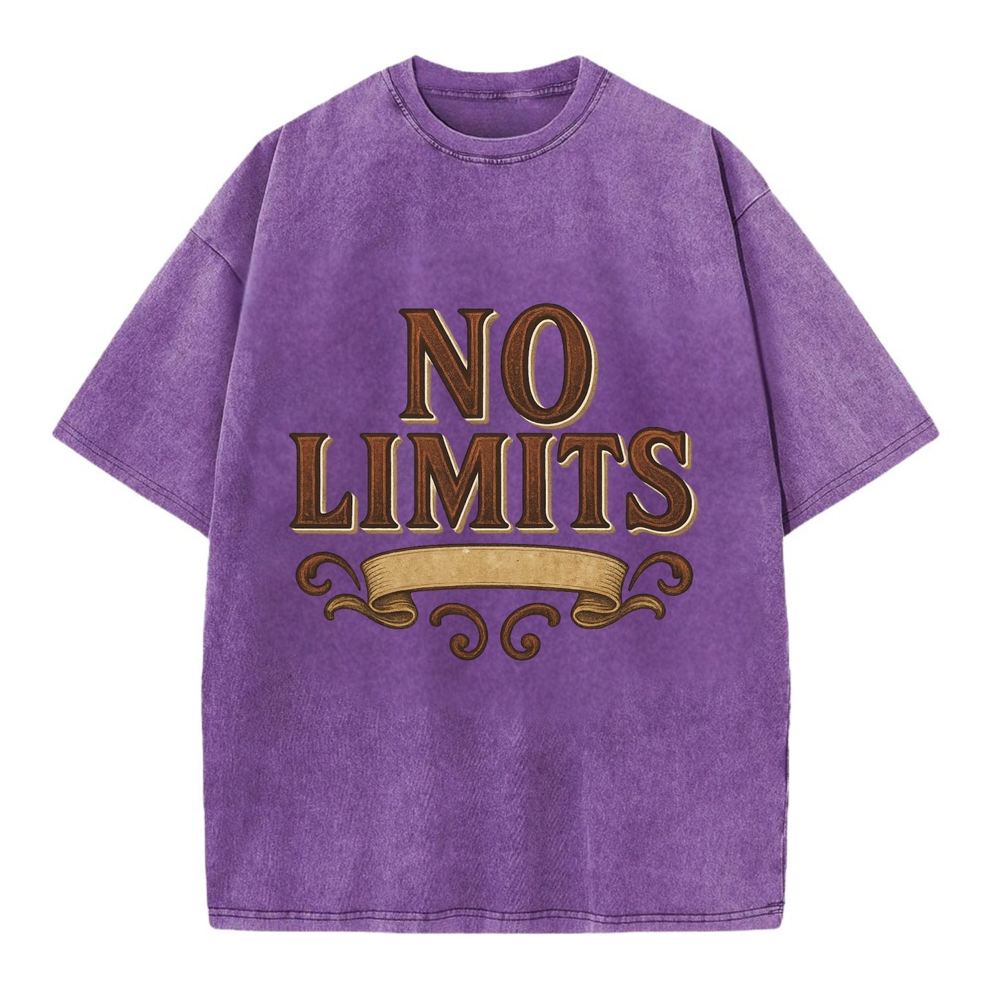 Bold typography design - "NO LIMITS" - boundless potential - Vintage T-shirt - Purple