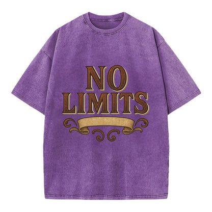 Bold typography design - "NO LIMITS" - boundless potential - Vintage T-shirt - Purple