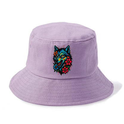 Floral Wolf Garden  - Bucket Hat - Purple