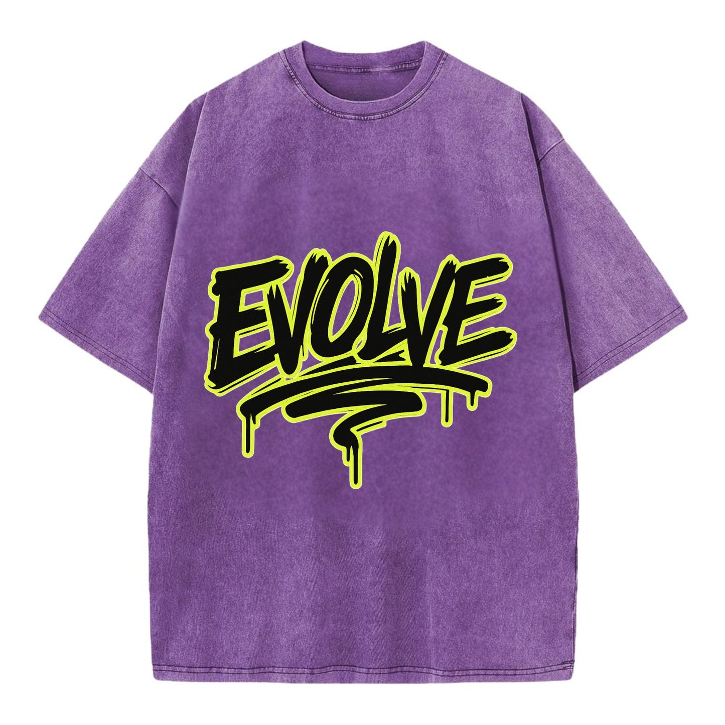 Bold typography design - "EVOLVE" - changing, becoming better - Vintage T-shirt - Purple