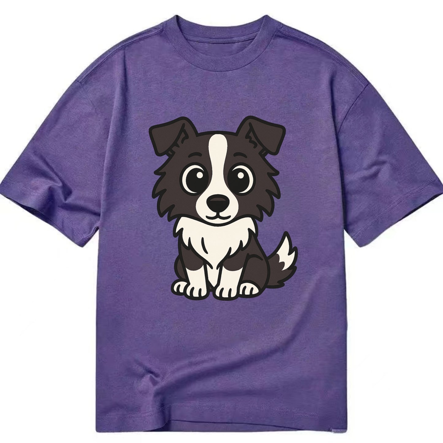 Border Collie - Intense stare sitting pose - Classic T-shirt - Purple