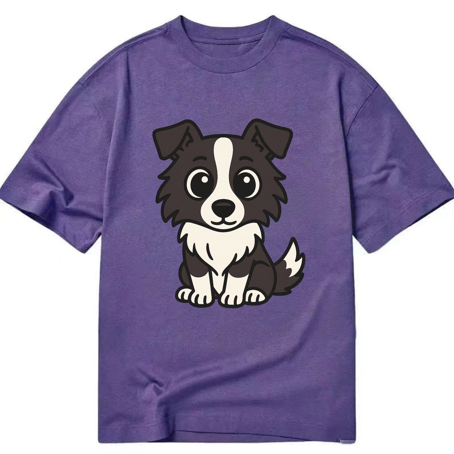 Border Collie - Intense stare sitting pose - Classic T-shirt - Purple