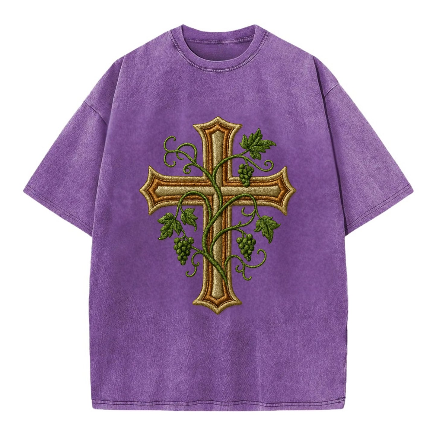 Vine Cross  - Vintage T-shirt - Purple