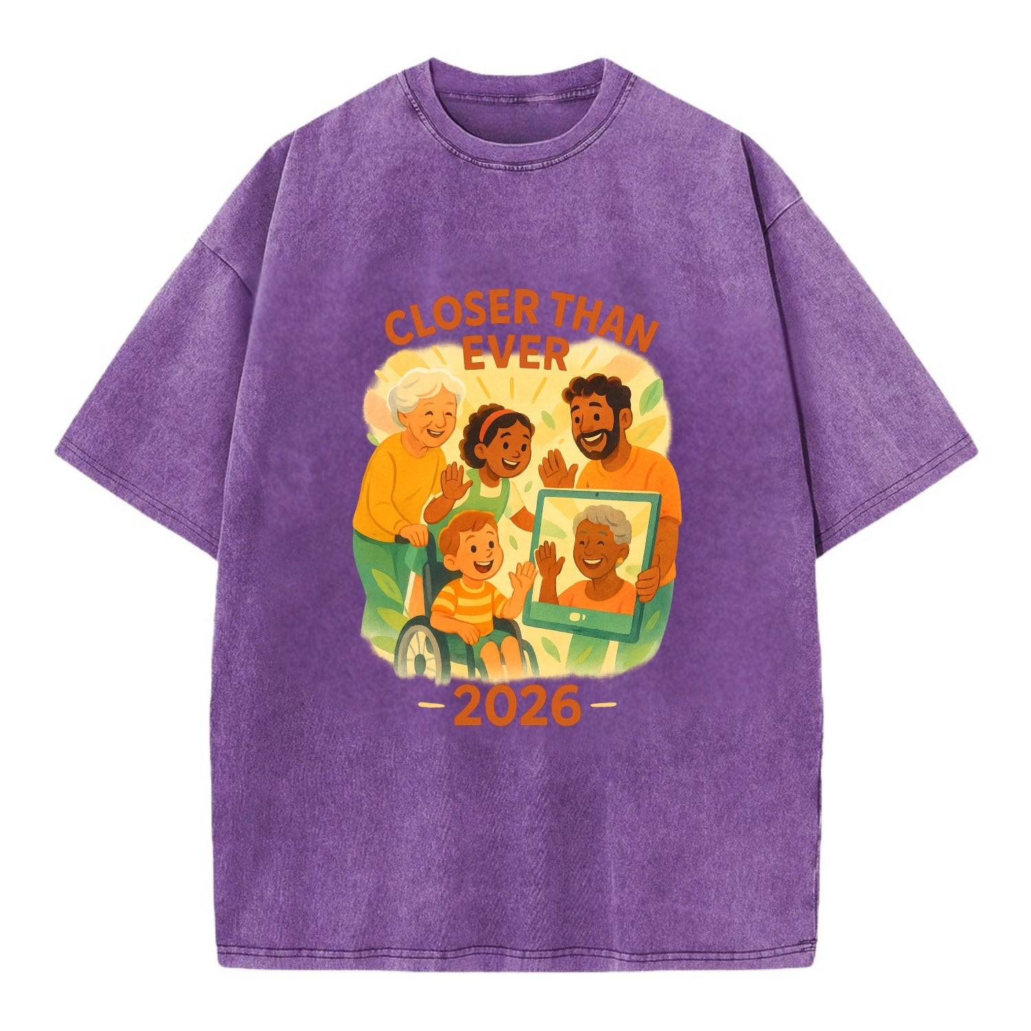 Technology bringing distant families together - "Closer Than Ever" - connection - Vintage T-shirt - Purple