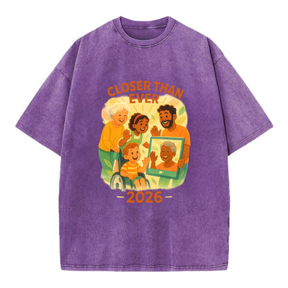Technology bringing distant families together - "Closer Than Ever" - connection - Vintage T-shirt - Purple