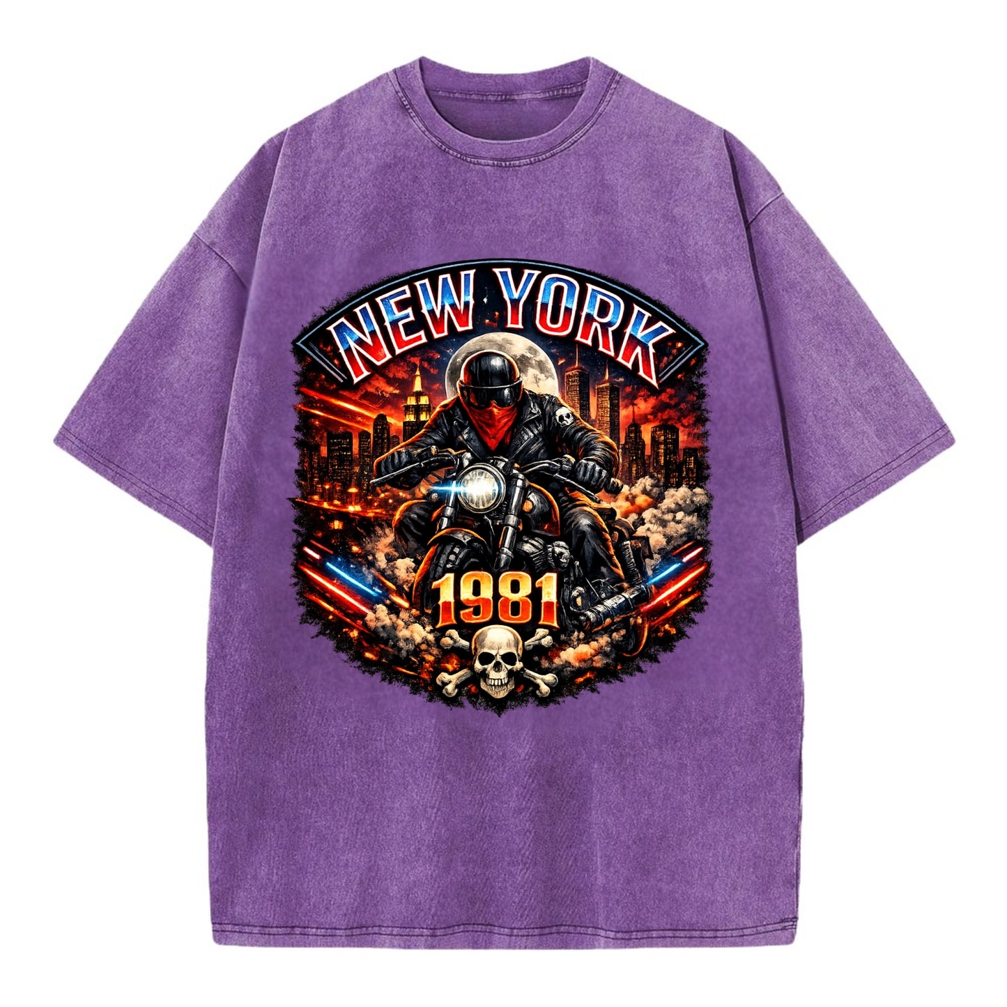 New York 1981 Biker - Vintage T-shirt - Purple