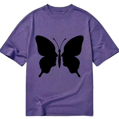 Butterfly wings - negative space reveals hidden faces or patterns - Classic T-shirt - Purple