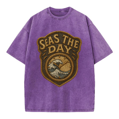 Seas The Day  - Vintage T-shirt - Purple