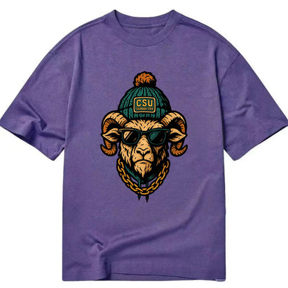 Fort Collins Ram wearing Colorado State beanie with CSU patch - Classic T-shirt - Purple