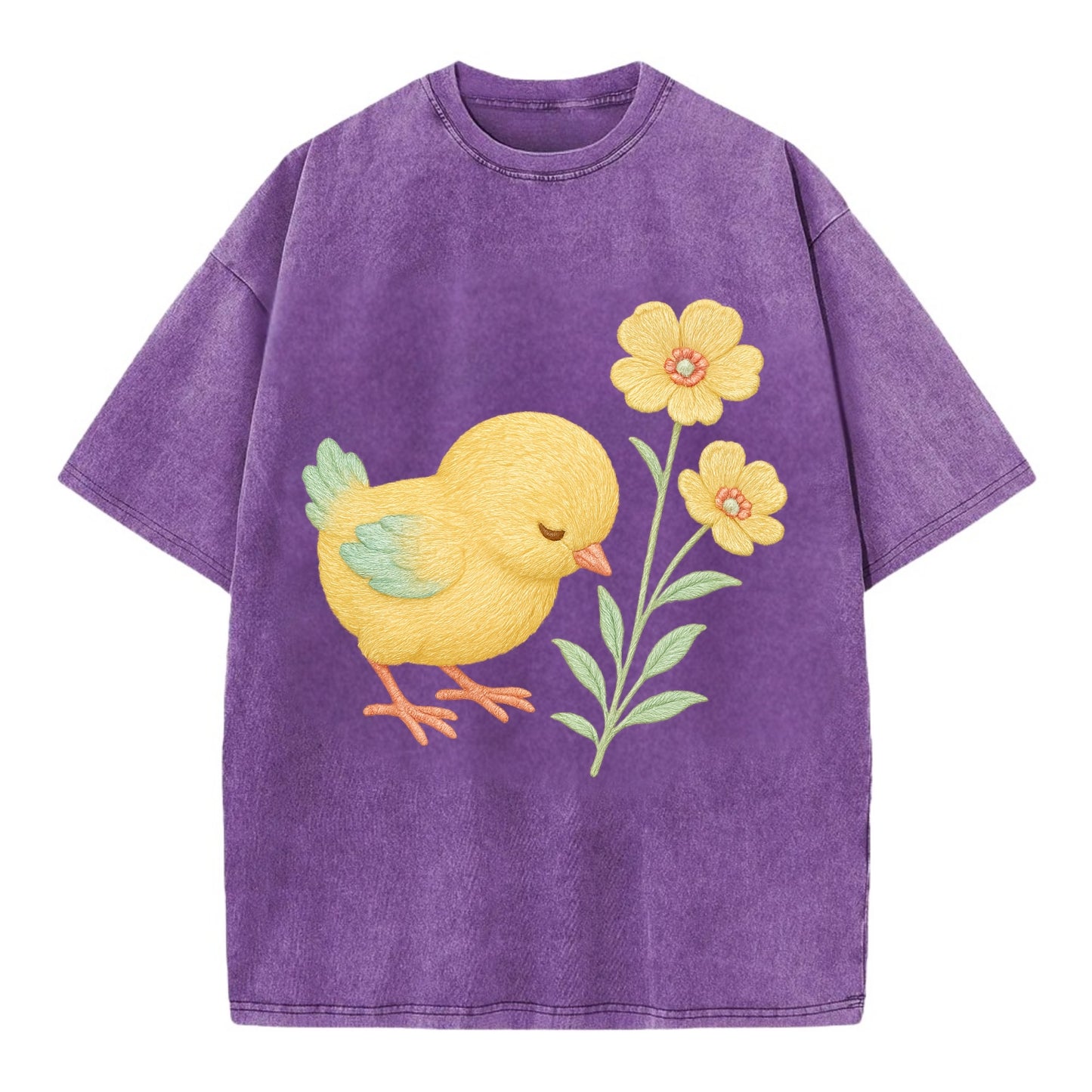 Yellow Chick - Vintage T-shirt - Purple