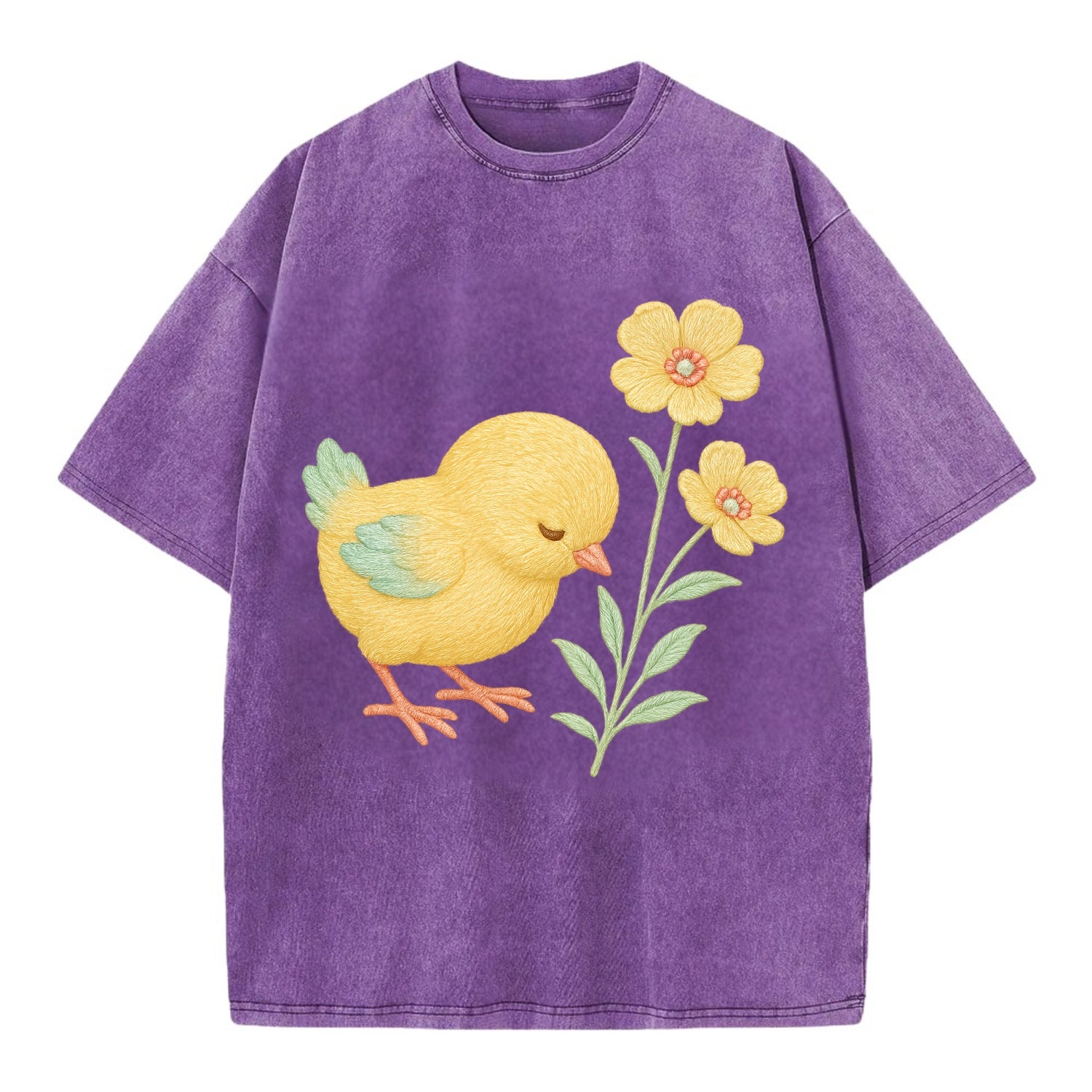 Yellow Chick - Vintage T-shirt - Purple