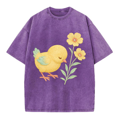 Yellow Chick - Vintage T-shirt - Purple