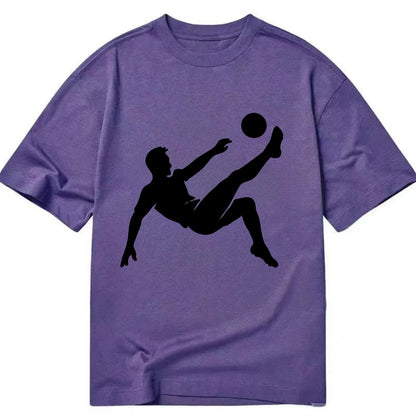 Soccer player kicking ball mid-air - Classic T-shirt - Purple