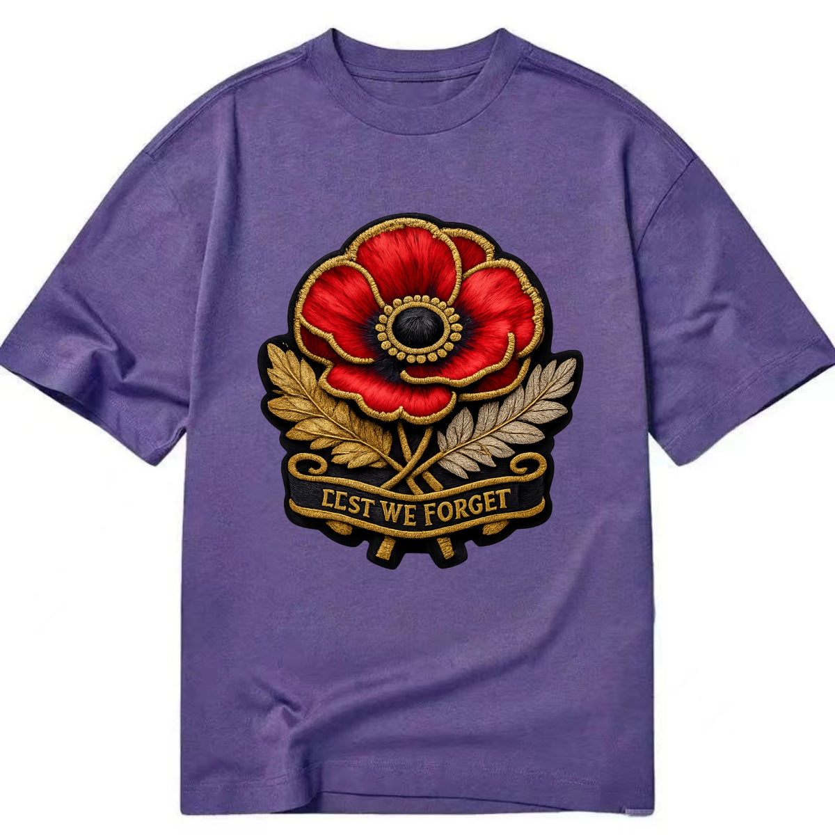 MEMORIAL POPPY - red poppy flower in scarlet , remembrance - Classic T-shirt - Purple