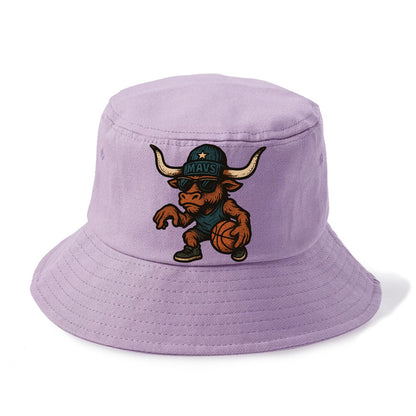 Texas Longhorn wearing Mavs beanie with lone star patch and wayfarer sunglasses - Bucket Hat - Purple