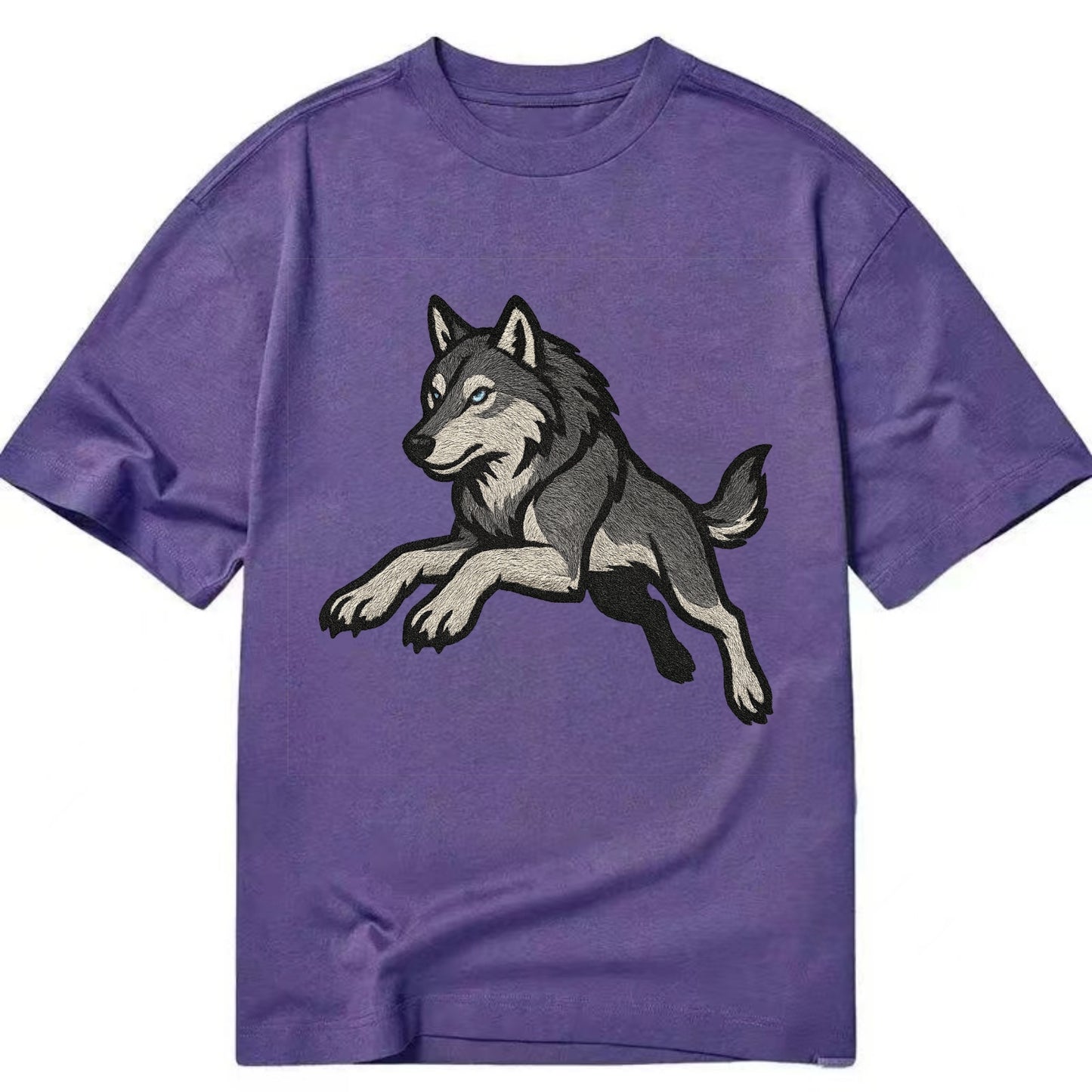 Wolf Leaping Action  - Classic T-shirt - Purple