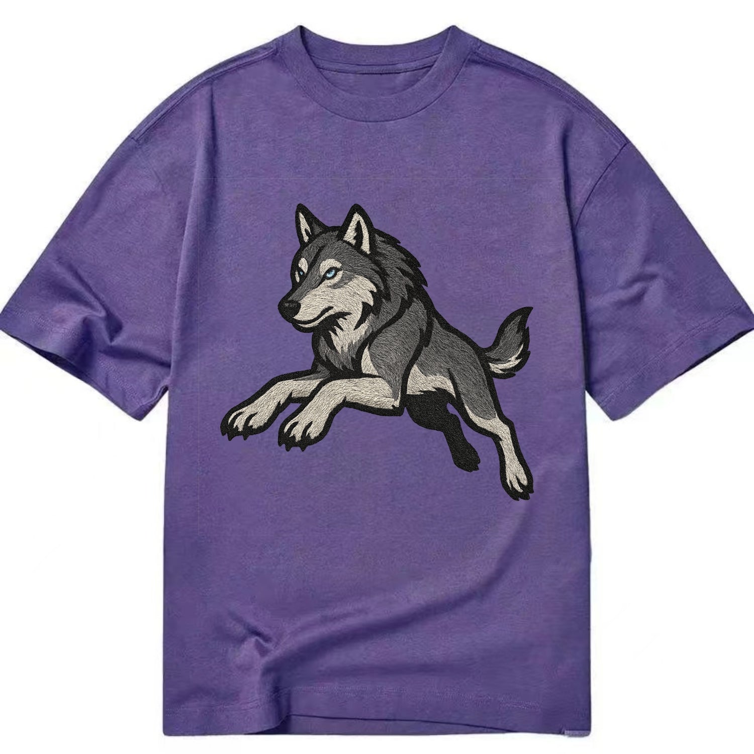 Wolf Leaping Action  - Classic T-shirt - Purple