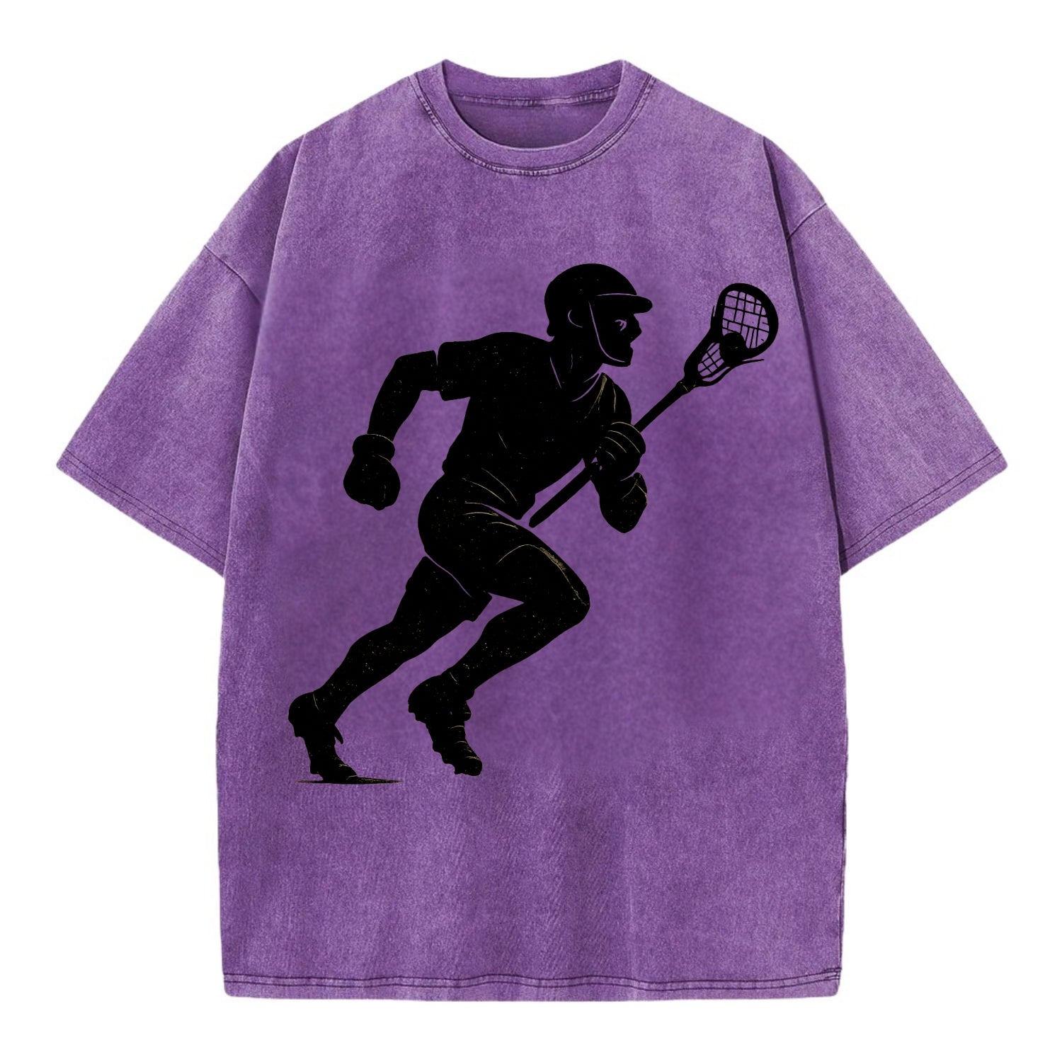 Lacrosse player cradling and running - Vintage T-shirt - Purple