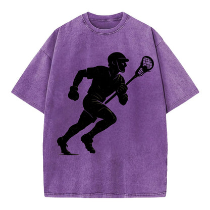 Lacrosse player cradling and running - Vintage T-shirt - Purple