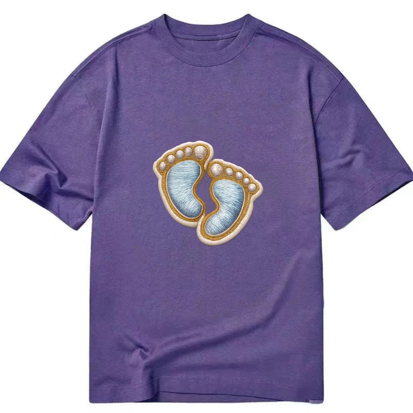 BABY FOOTPRINTS - tiny feet in pink or blue , newborn - Classic T-shirt - Purple
