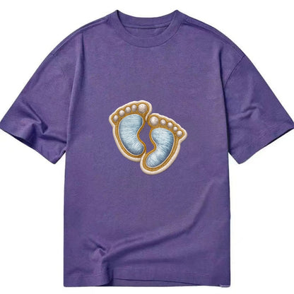 BABY FOOTPRINTS - tiny feet in pink or blue , newborn - Classic T-shirt - Purple