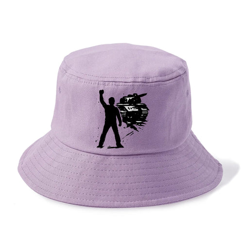 Single figure standing against tank - courage and resistance ink art - Bucket Hat