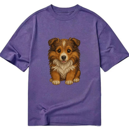 Baby Shetland Sheepdog Puppy - mini collie look, flowing mane, intelligent eyes, - Classic T-shirt - Purple