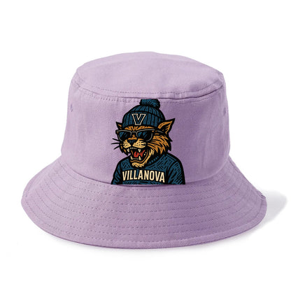 Villanova Wildcat wearing Villanova beanie with V patch - Bucket Hat - Purple