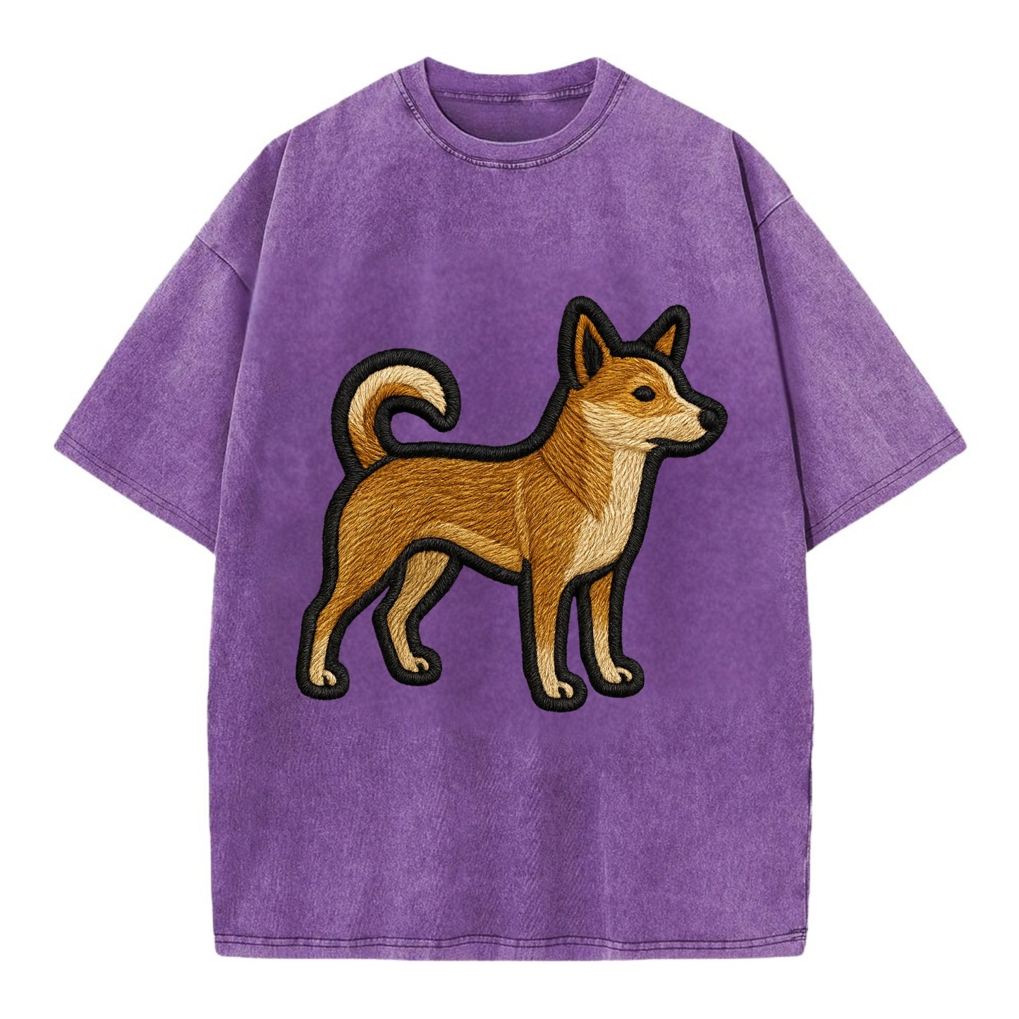 Norwegian Lundehund - Modern puffin hunt - Vintage T-shirt - Purple