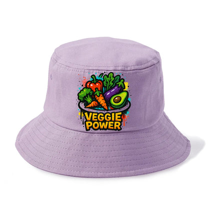 Colorful vegetables and plants on plate - plant-based lifestyle, veggie power - Bucket Hat - Purple