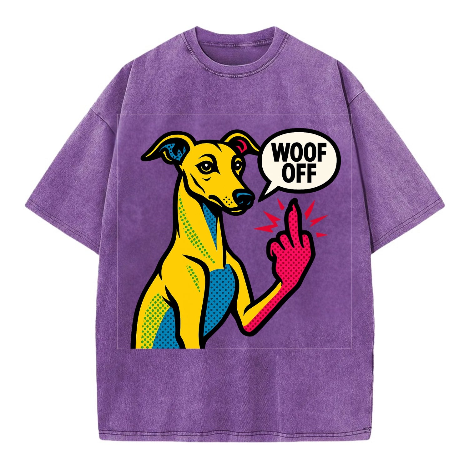 Whippet sleek athletic greyhound-like, elegant long paw giving sass - Vintage T-shirt - Purple